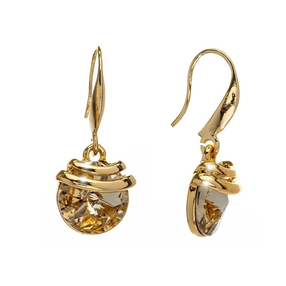 Gold Drop Earrings โ Made with Swarovski Crystals โ Everyday Sparkle, Trendy Gif